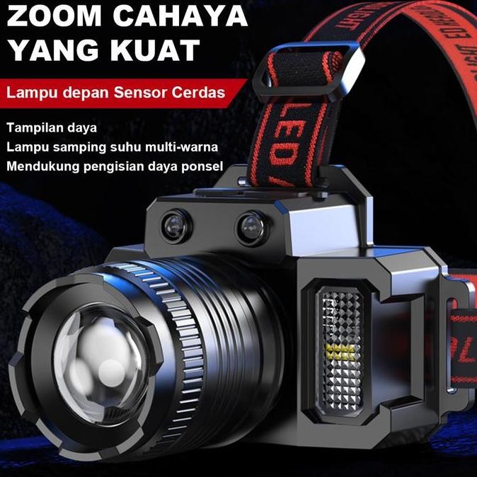 ENRIO- Senter kepala impor dengan lampu kuat yang terpasang di kepala, dapat diisi ulang, senter pen