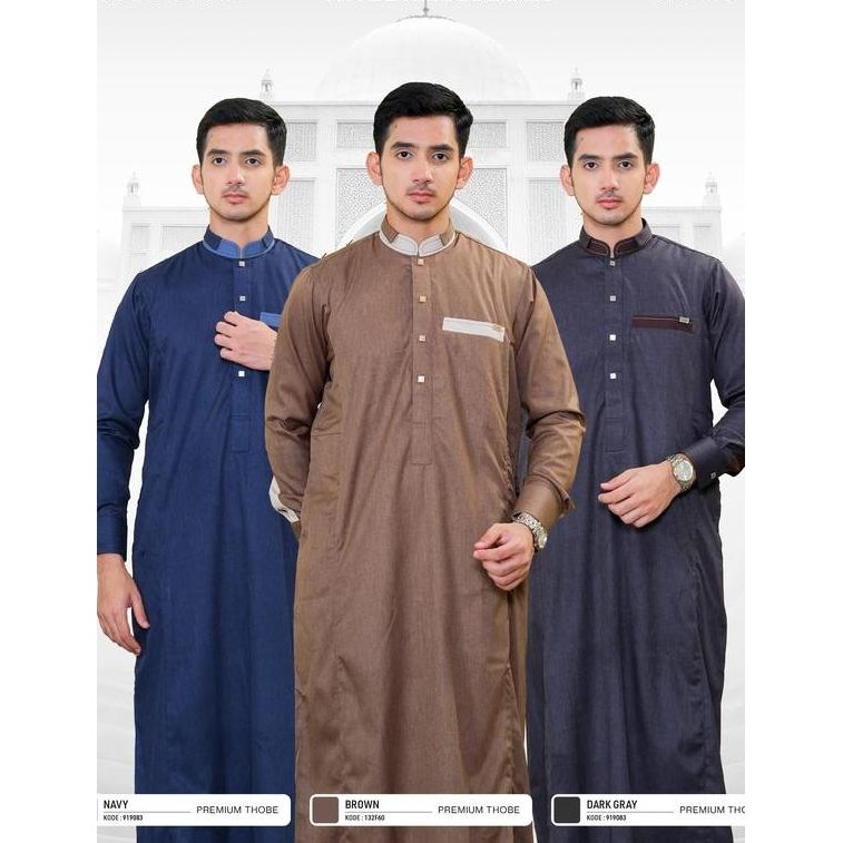 Al Haramain Jubah Gamis Pria Remaja Dewasa Wol H 003 Hitam Abu Abu Tua