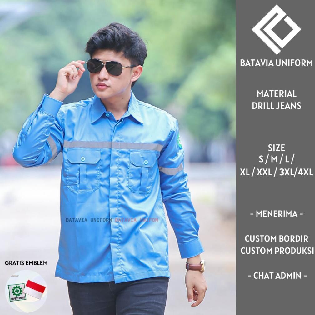 Ready Baju Kemeja Wearpack Werpak Safety K3 Lengan Panjang Seragam Kerja Tambang Bisa Custom Bordir 