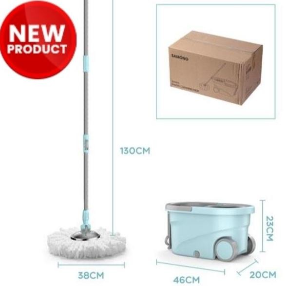 Alat Pel Lantai Spin Mop Super Mop Putar Bonbox Samono Kain Pel Fiber