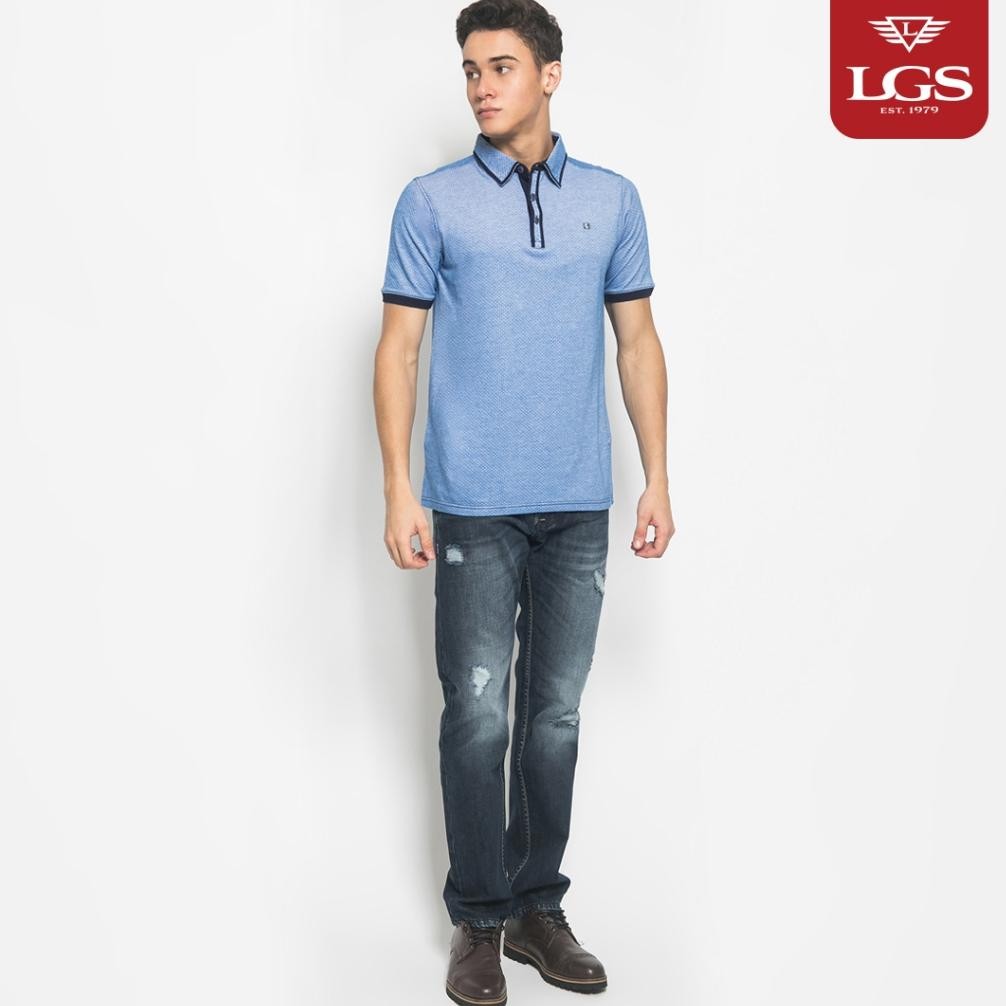 LGS - Kaos Polo Pria Casual - Polkadot - Biru - Slim Fit - JTS.324.M2539F.01.C