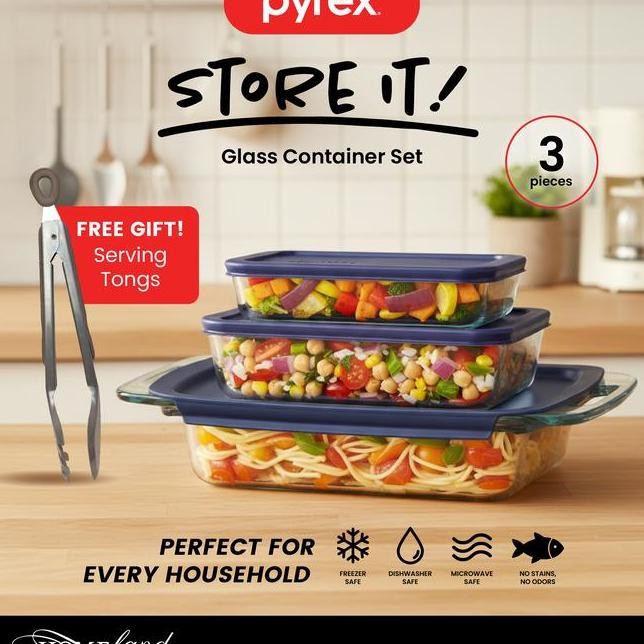 Pyrex Easy Grab Glass Bakeware Container With Lid Wadah Loyang Kaca Dengan Tutup Plastik Bpa Free