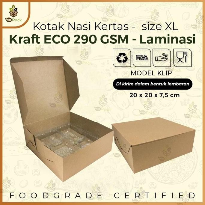 Kotak Nasi Kertas Box Makanan Catering Eco Paper Laminasi Foodgrade XL
