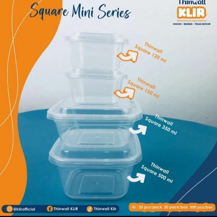 Thinwall 150 ml KLIR/Thinwall Square/Kotak Plastik 150 ml/Kotak Puding