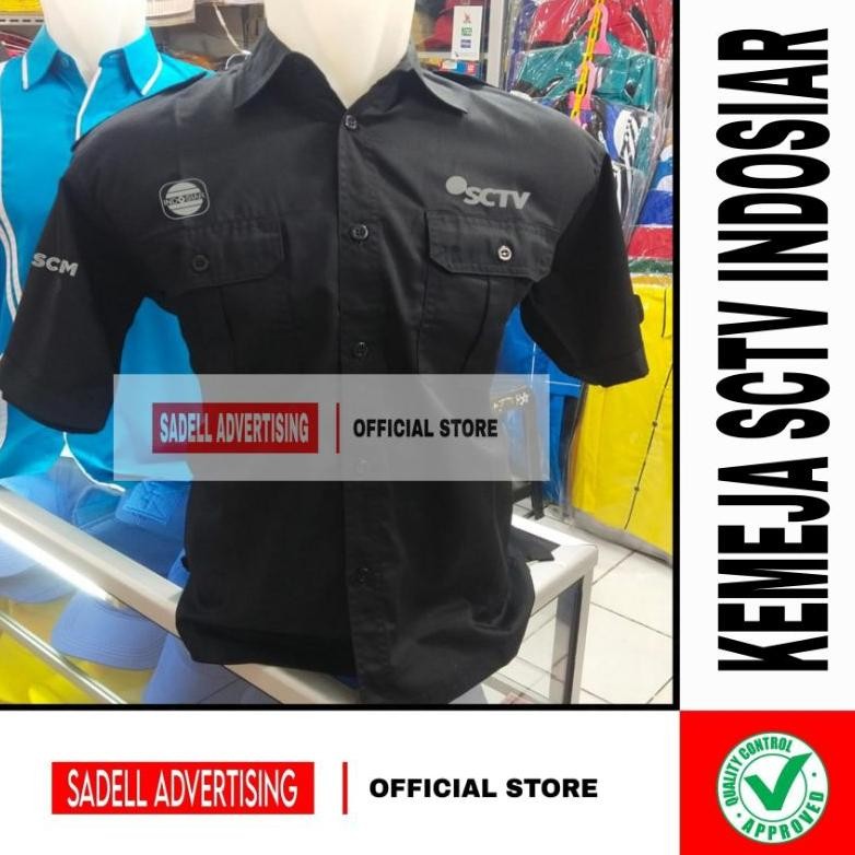 Kemeja SCM SCTV INDOSIAR Seragam SCM SCTV INDOSIAR Hitam PDH PDL Lengan Pendek Pria Bordir