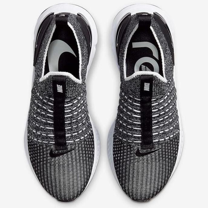 Sepatu Lari Slip On Pria Nike React Phantom Run Flyknit 2 Black White Cj0277-003
