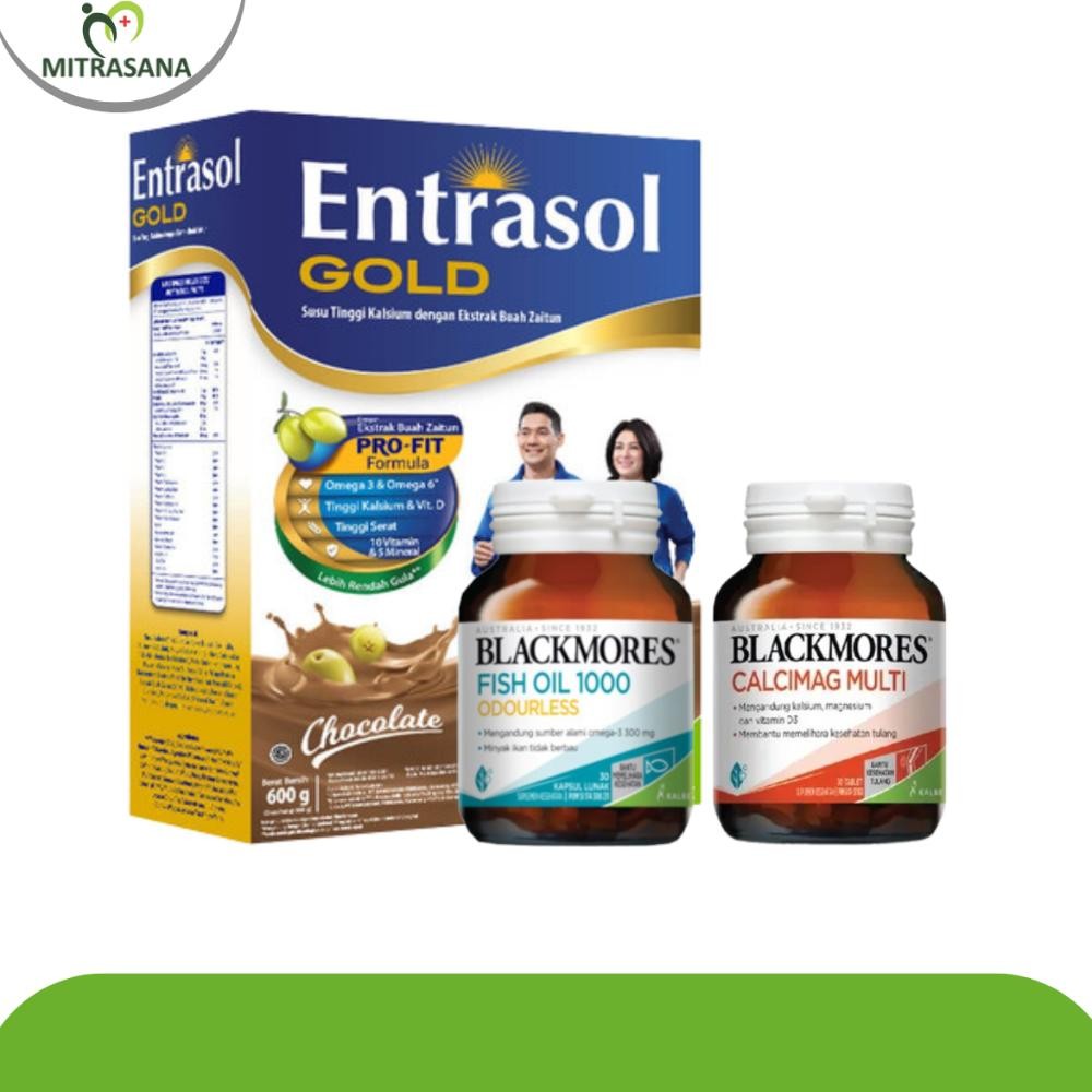 Paket Tulang & Jantung Oma Opa Sehat | Entrasol Gold 600 Gr | Blackmores Calcimag Multi 30 Kps | Bla