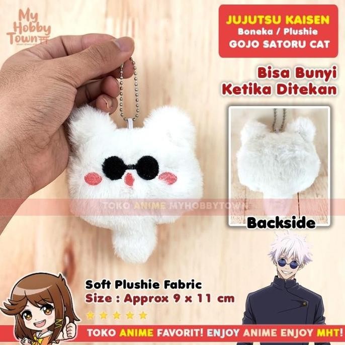 Gantungan Kunci Boneka Anime Jujutsu Kaisen Karakter Gojo Satoru Cat Plushie Doll