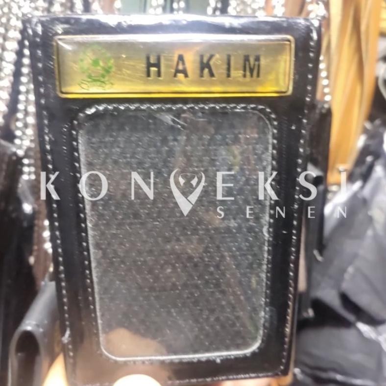 gantungan kulit id card hakim model rantai lapis kuningan