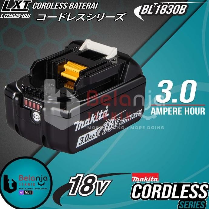 JUNJI- Makita Battery 18V 3Ah BL 1830 B Baterai 18 V Lithium Ion BL1830B 3 Ah