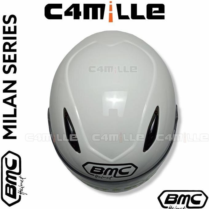 COD HELM BMC MILAN SOLID WHITE HALF FACE KACA CLEAR SINGLE VISOR