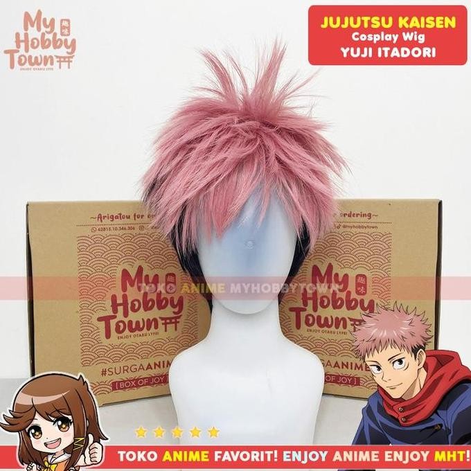 Wig Rambut Palsu Cosplay Anime Jujutsu Kaisen : Itadori Yuji