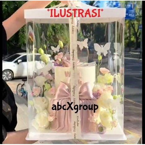 31X31 Kotak Kue Mika Transparan Dus Tall Cake Cake Box Mika 10
