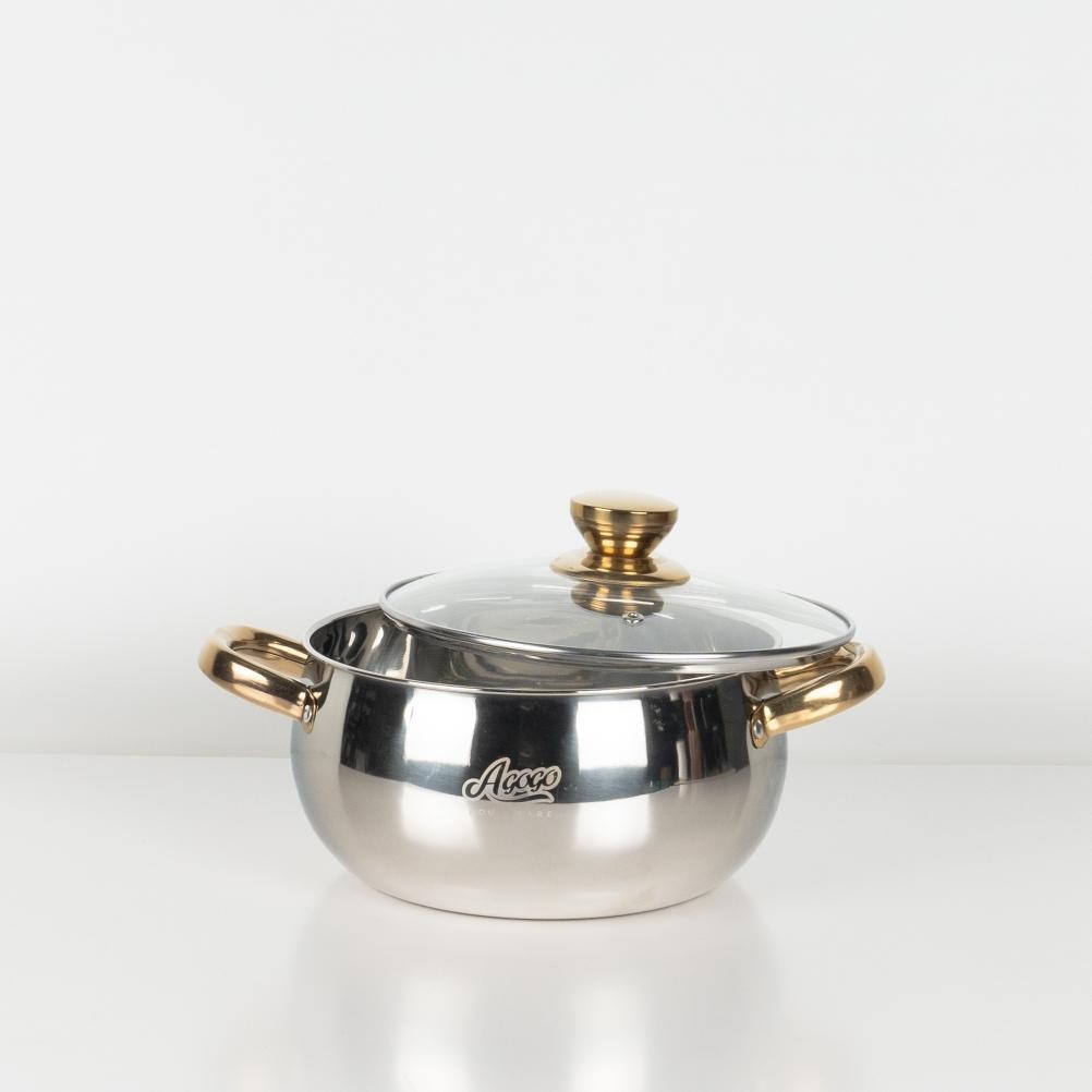 Agogo Soup Pot Silver & Gold 20-24Cm Stainless Steel
