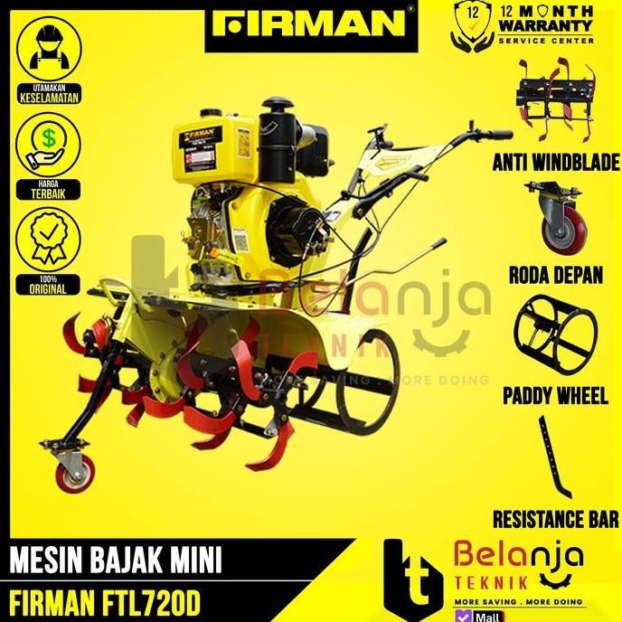 IKKAKU- Firman Mesin bajak FTL 720 D Tiller Cultivator Diesel Engine FTL720D