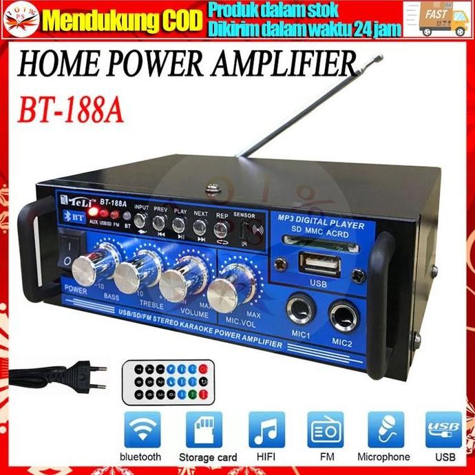 SINISTER- Amplifier Mini Bluetooth BT-188A Power Amplifier Bluetooth EQ Audio Karaoke Home Theater F