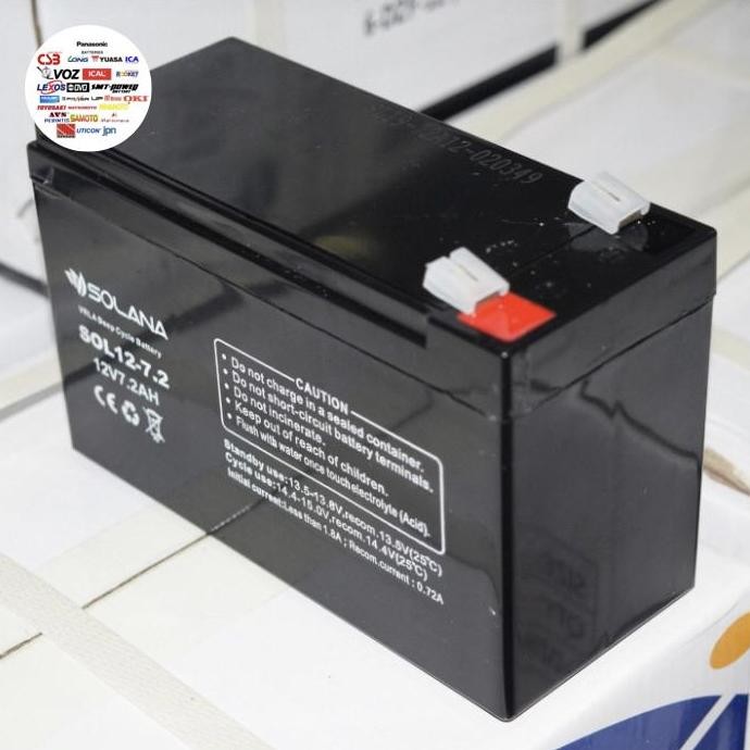 Accu aki baterai kering SOLANA SOL 12-7.2 12V 7.2Ah 7Ah Aki Ups dll Murah