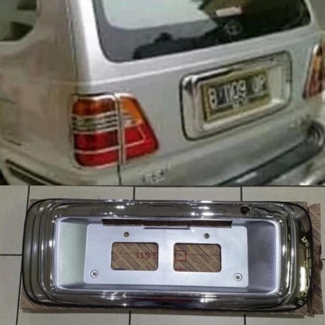 Ornamen list bagasi belakang plat nomor kijang kapsul 97-2003 chrome