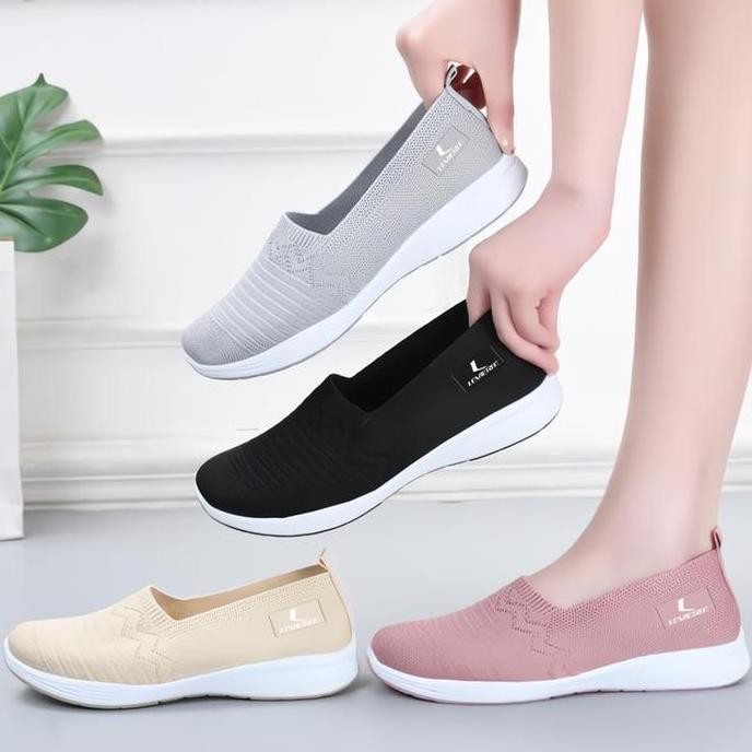 GROSIRTAS LV0343 Sepatu Slip On Wanita Import Sepatu Rajut Wanita