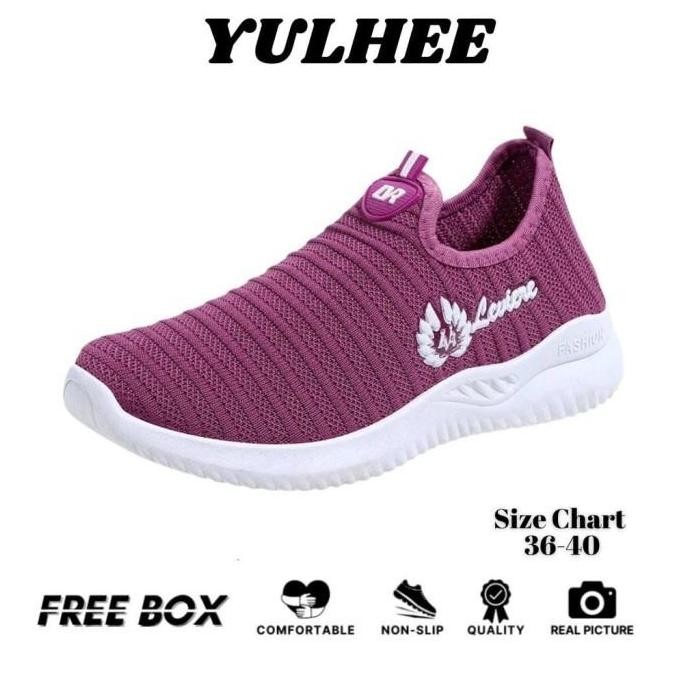 Sepatu Sneakers Wanita Import Rajut Slip On Tanpa Tali LV0097