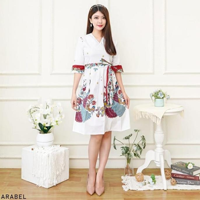 Promo Evercloth Arabel Dress Batik Wanita Sabrina Dress Wanita Batik Modern Gaun Pesta Aline Terusan