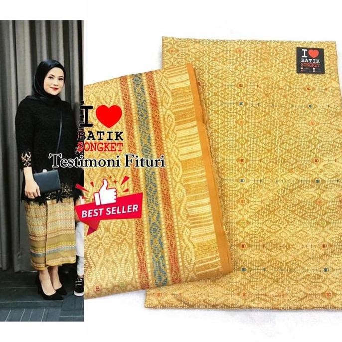 Promo SONGKET MESIN MURAH THAILAND WARNA KUNING SERAGAM MAKASSAR BATAK PALEMBANG COD