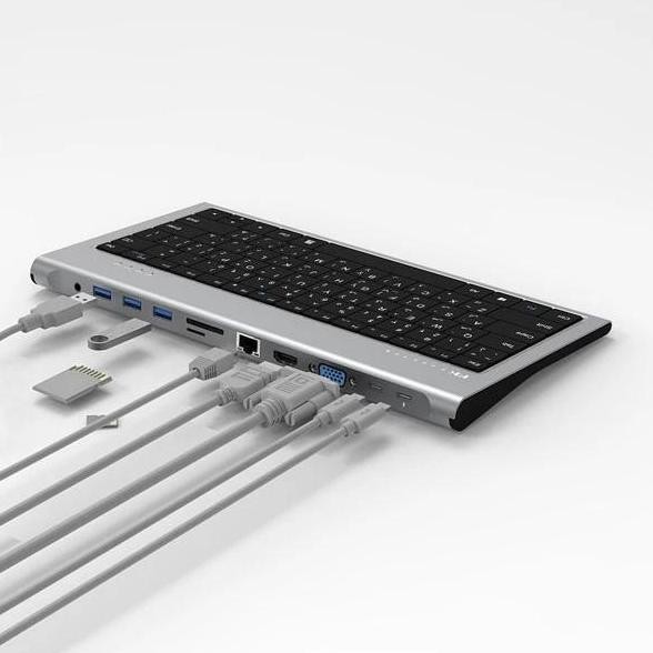 HARGA DISC - FEELTEK Usb C OTG Hub Keyboard 11 in 1 Hub HDMI 4K VGA RJ45 100W PD