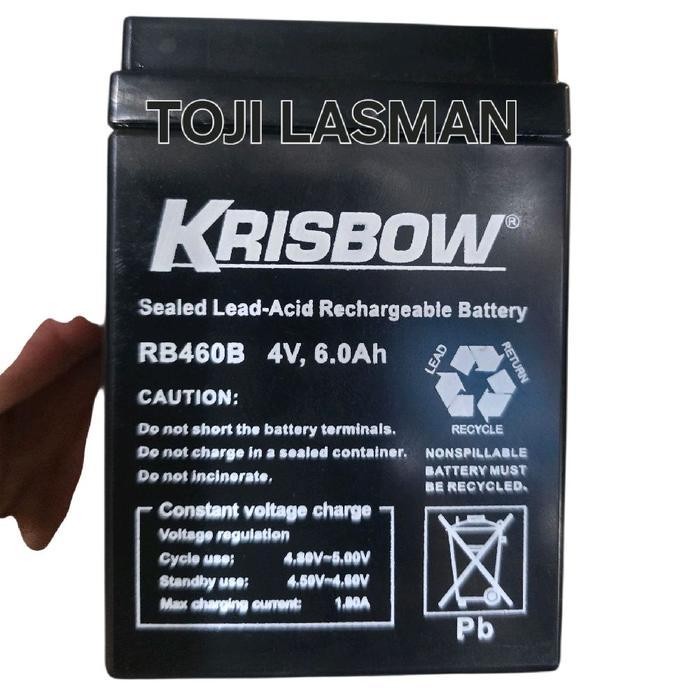 ( ACCU 4V4AH ) KRISBOW R  Sealed Lead-Acid Rechargeable Battery RB460B 4V, 6.0Ah LEAD RETURN  4v6.0A