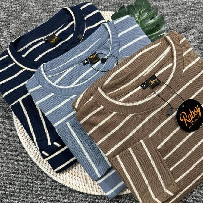 Promo Kaos Rib Salur jumbo/Kaos Waffle Stripe jumbo COD