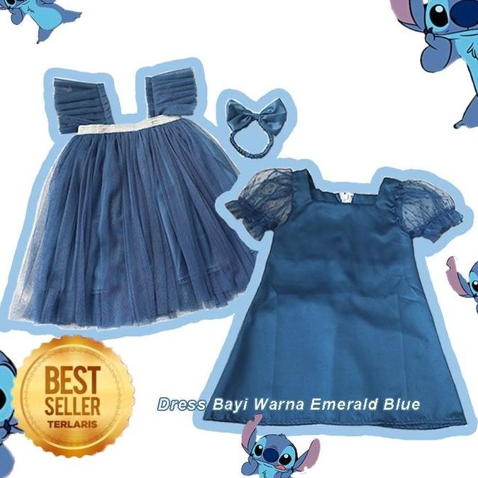 DS109 }} Gaun Anak Warna Emerald Blue Dress Kondangan Simple Elegan Anak Usia 2 3 Tahun Tren Warna B