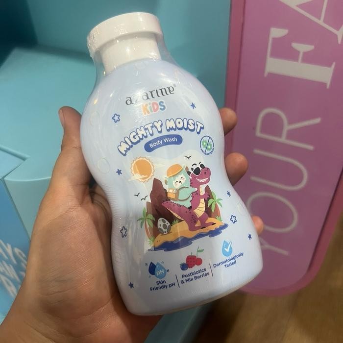 Azarine Kids Shower Mighty Moist 300ml Sabun Mandi Anak Laki-laki Mencerahkan Kulit Lembut dan Efekt