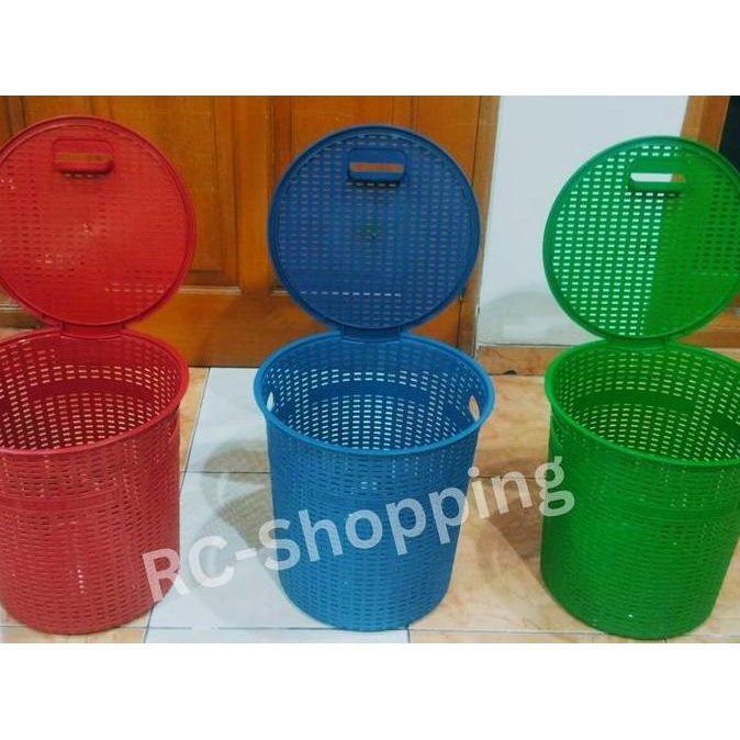 Keranjang Baju Kotor Laundry Box Basket Plastik Rotan Bulat Tabung