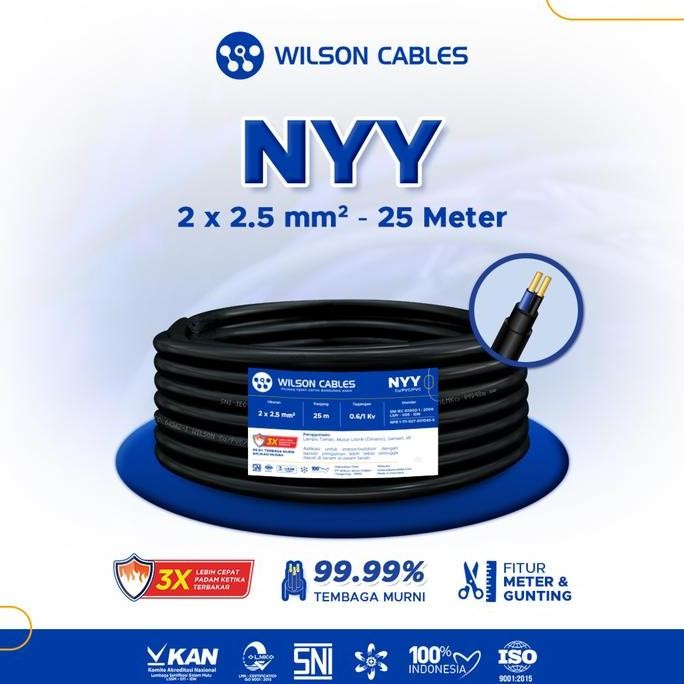 Kabel Nyy 2X2.5 Mm2 25 Meter Hitam - Kabel Listrik Tembaga Wilson Cables