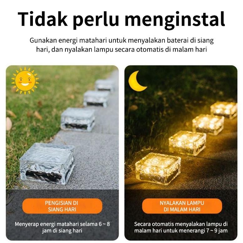 Miliki - Lampu Taman LED Tenaga Surya Lampu Batu Kristal Kubus Es Batu Surya Pengisian Otomatis Lamp