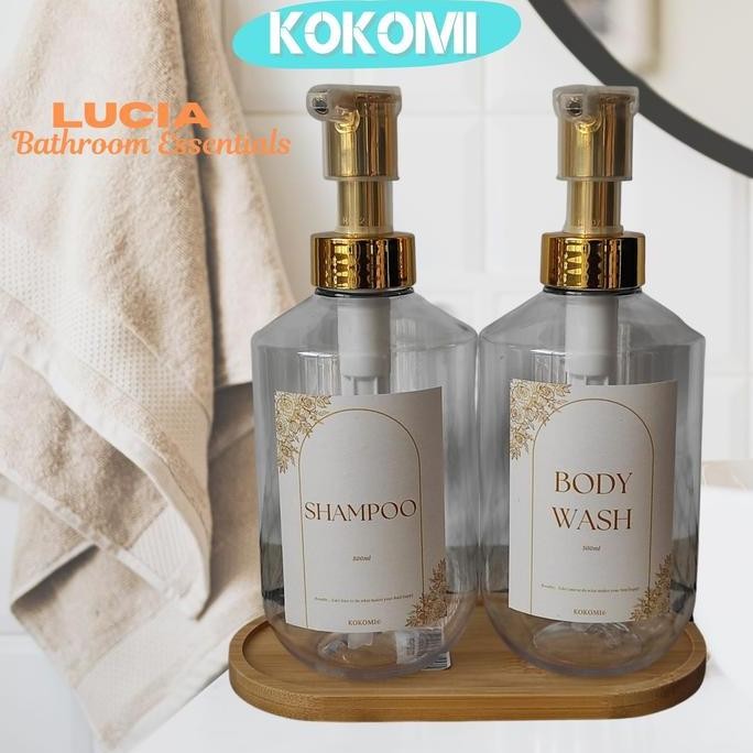 Kokomi Botol Sabun Aesthetic Lucia Botol Refill Sabun Cair 500Ml Dapat Stiker Label Botol Refillable