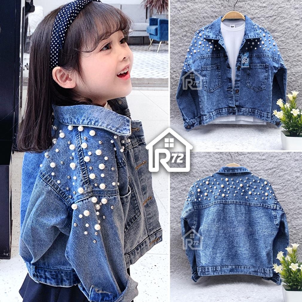 Bisa Cod Jaket Jeans Mutiara Anak - Pearl Jacket Oversize Ow42