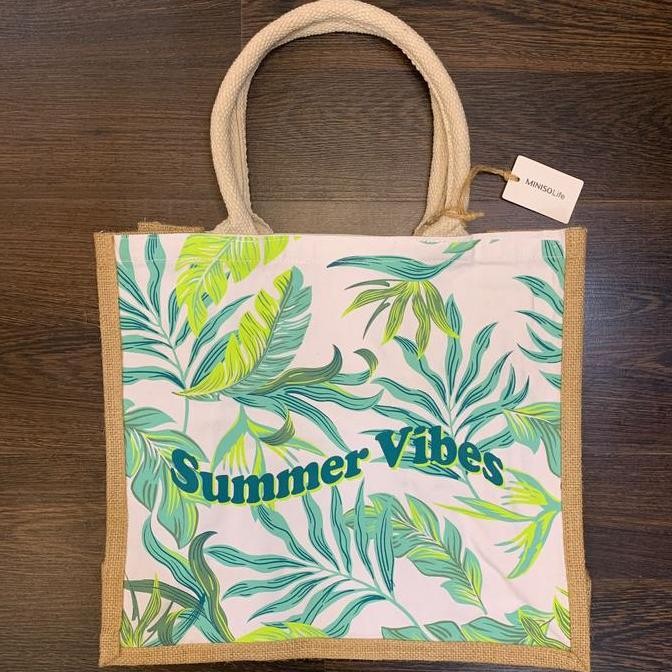 Miniso Tropical Series Cotton Tote Bag Summer Vibes | Totebag Wanita | Totebag Anak