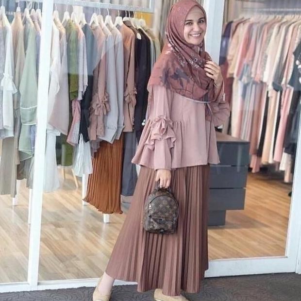 Rok Plisket Murah Prisket Polos Muslim Premium Putih Panjang Bawahan Basic Hitam Dewasa Karet Fit Wa