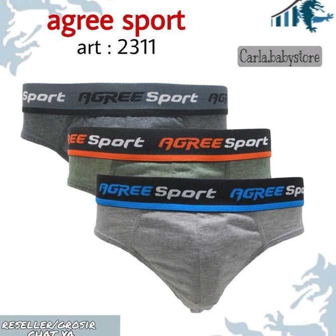 Boxe- [3Pc] Celana Dalam Pria Agree Sport 2311 Karet Boxer / Cd Cowok Agree 2311 Bahan Katun Lembut 