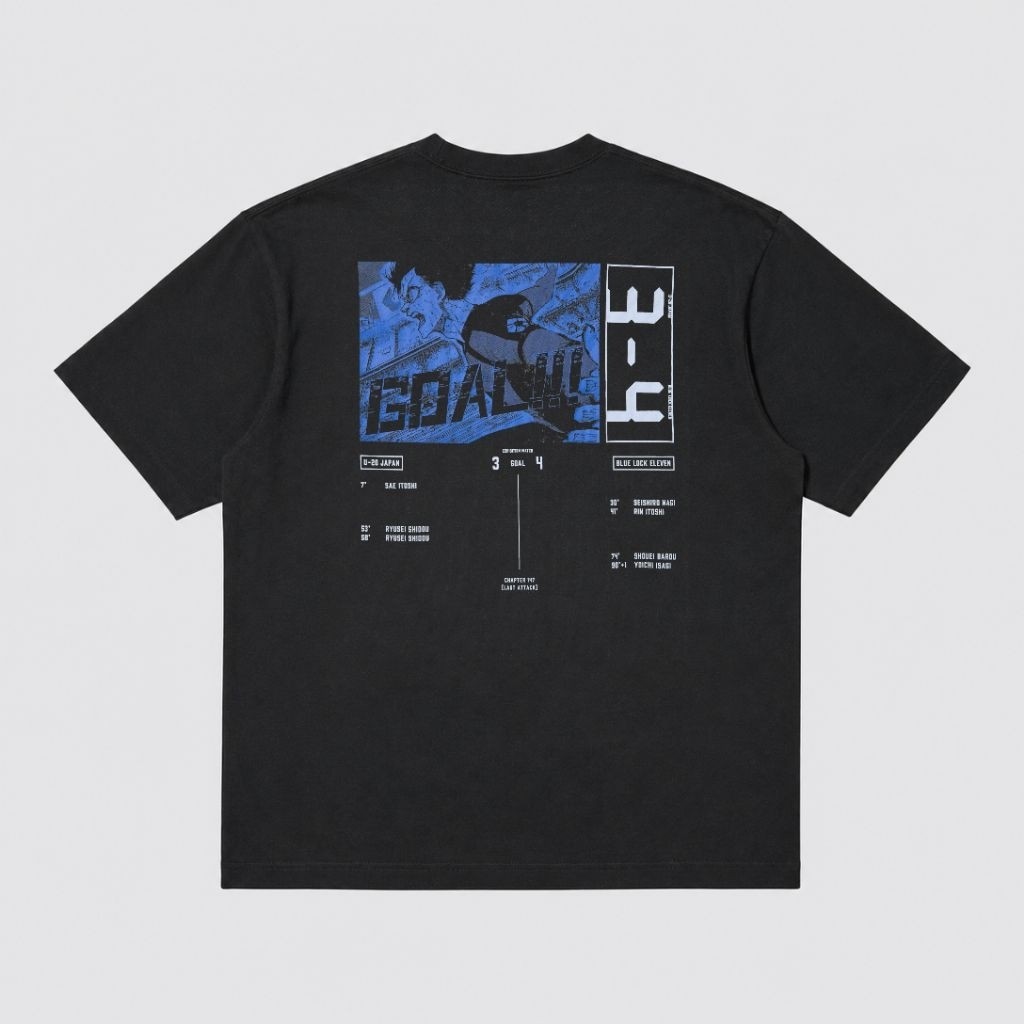 Tshirt Uniqlo Blue Lock (Yoichi Isagi) | UT Blue Lock Kaos Lengan Pendek Cotton Combed - Hitam