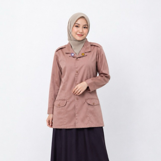 Seragam Baju Pramuka Model Semi Blezer. Kemeja Wanita Pramuka . Seragam Guru Pramuka