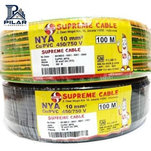 kabel listrik grounding nya tembaga kawat 1x10 mm supreme 100 meter