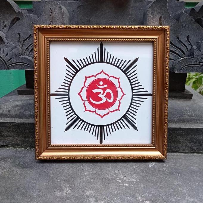 best produk] bingkai kaca simbol omkara dan swastika hindu