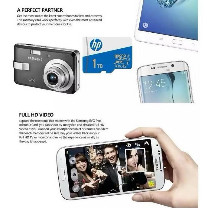 Memory card HP Kartu Memori 1TB 512GB 256GB 128GB Class 10 High Speed TF Card With Adapter