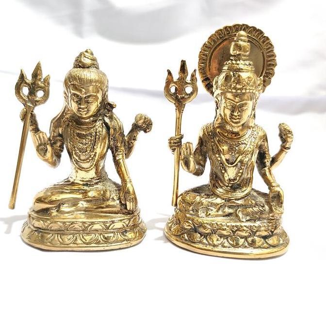 &<&<&<&] Patung dewa siwa dan dewi parwati 13cm| dewa ciwa gold kuningan