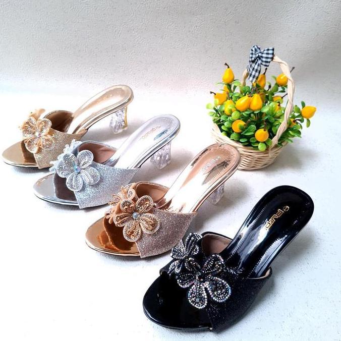 New - Purple Shoes - Indira Sandal Pesta Wanita High Heels Hak Kaca 7 Cm Pengantin Wanita Tersedia S