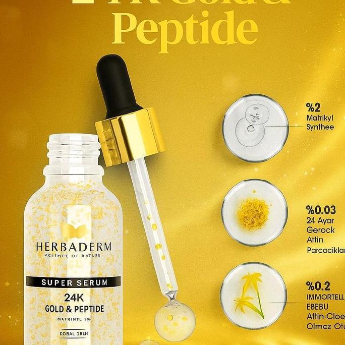 Herbaderm Face Gold Serum 24K Perawatan Mengencangkan Mencerahkan Wajah Kerutan Muka