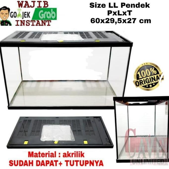 Deepanim- Terrarium Gex Nikita 60 Cm Ll Pendek Ceper Kandang Reptile + Tutup
