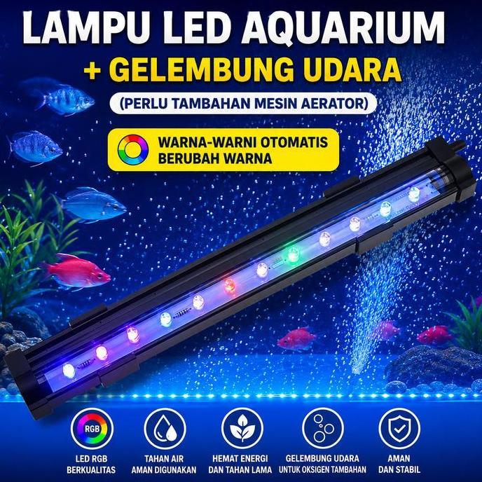 Lampu Celup Led Aquarium batu aerator lampu gelembung LAMPU akuarium