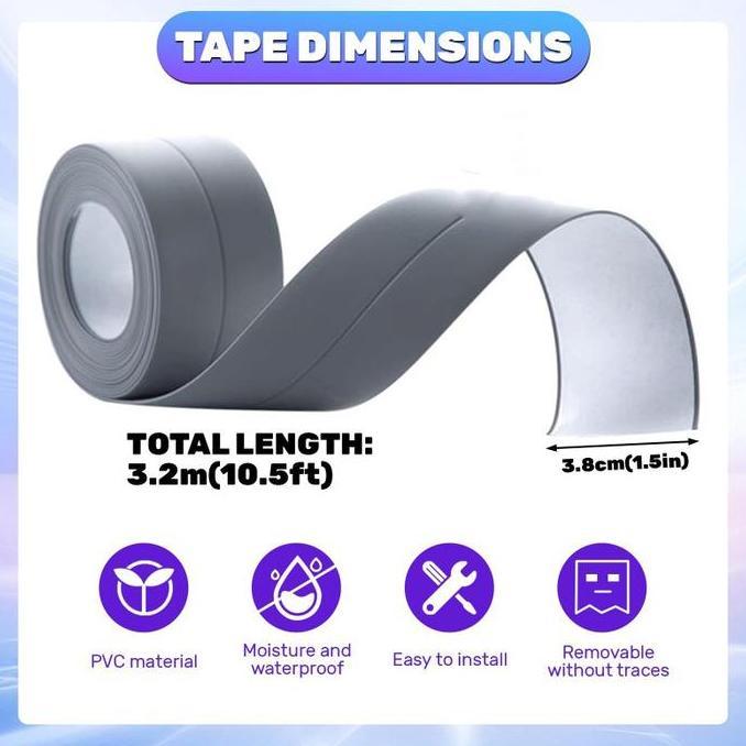 3.2m Tape Perekat Lakban Anti Jamur Cocok Untuk Wastafel Dapur Dan Kamar Mandi